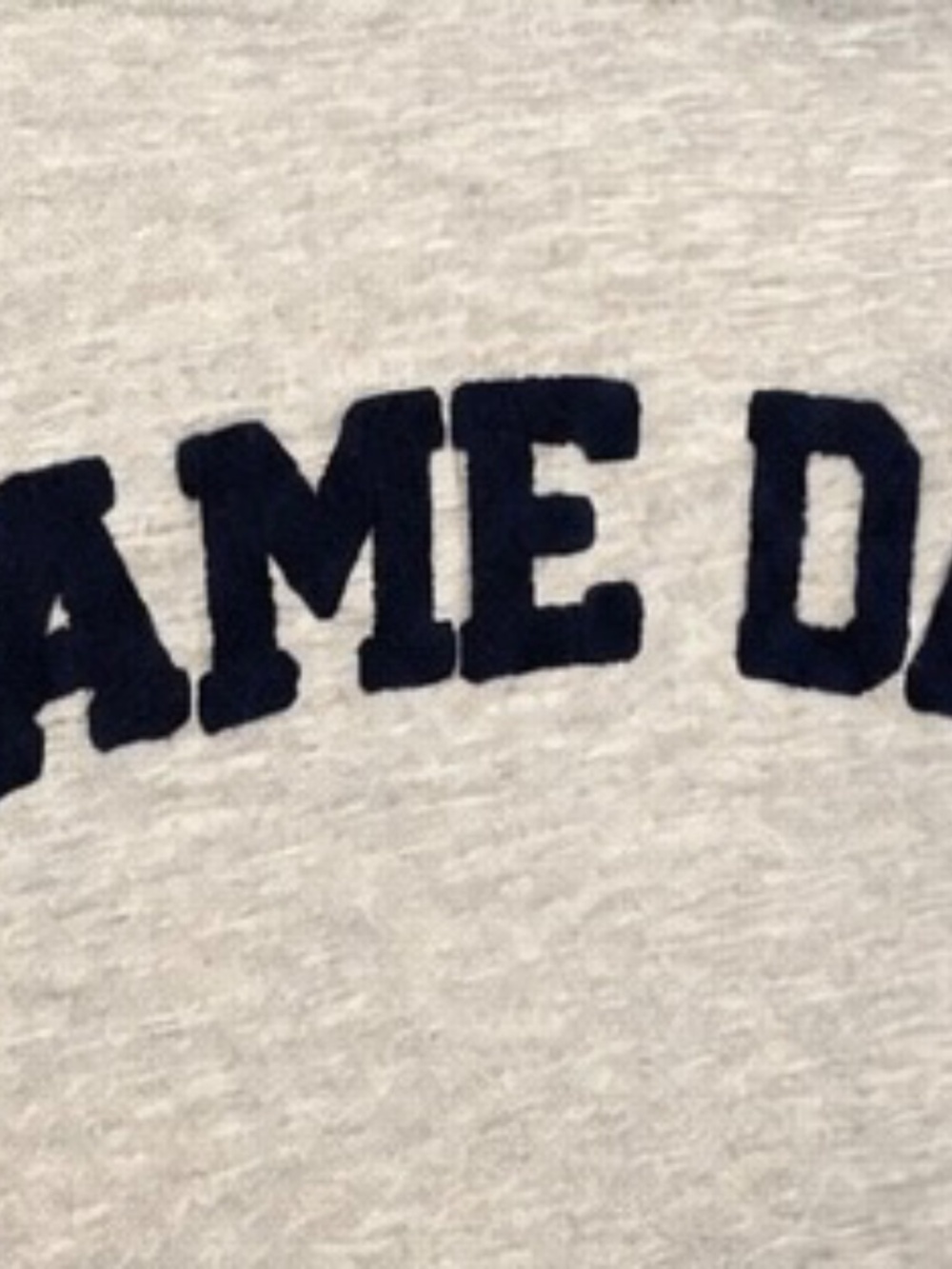 Goodie Two Sleeves Game Day Gray Sweatshirt Navy Chenille Size M - Picture 3 of 3